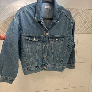 Mango Classic Blue Denim Bomber Jacket